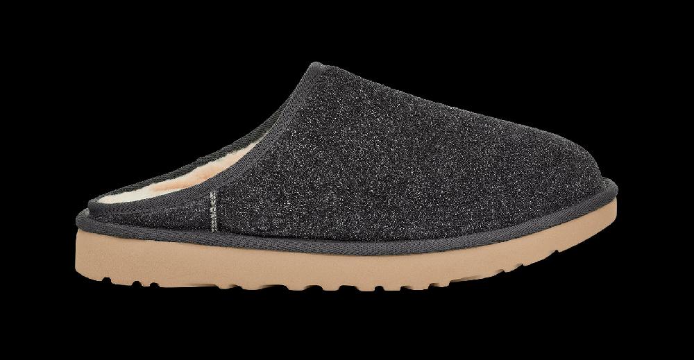 UGG Dark Grey Men's Classic Slip-On Shaggy Suede Slippers 1153104