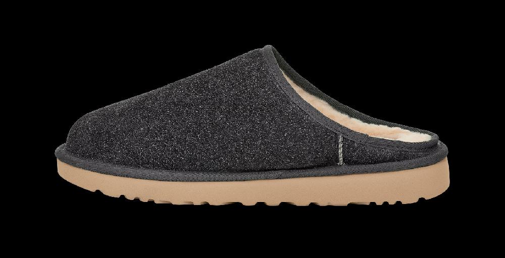 UGG Dark Grey Men's Classic Slip-On Shaggy Suede Slippers 1153104
