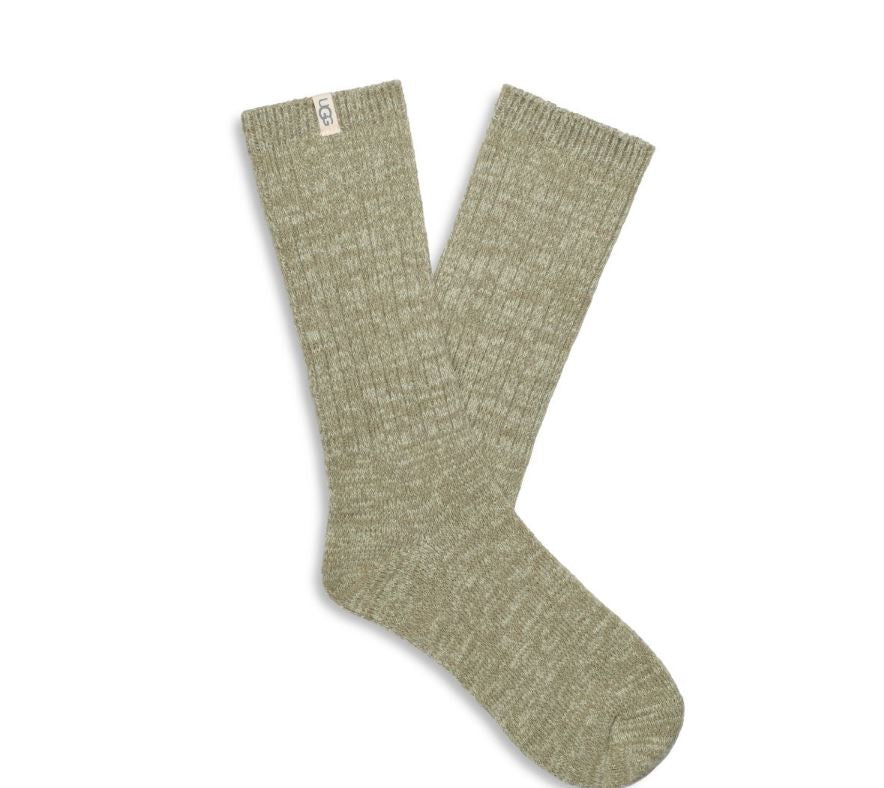 Ugg Moss Green Rib Knit Slouchy Women's Crew Socks 1014832-MSSG