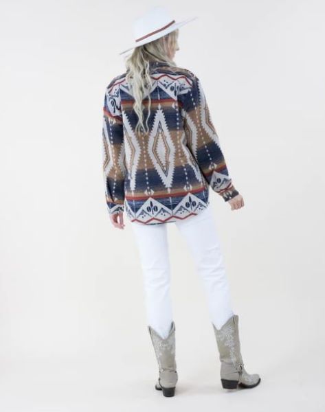 Very Moda Navy/Khaki Vintage Tribal Print Women's Shacket FP64614-NVKK