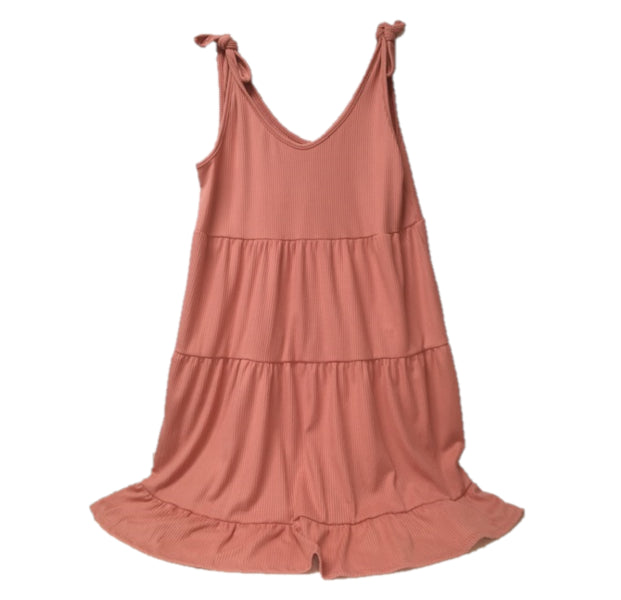 Veveret Mauve Solid Tier Tie Shoulder Womens Mini Dress D71275-MAUV