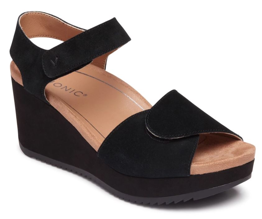 Vionic Astrid Black Platform Womens Comfort Sandals