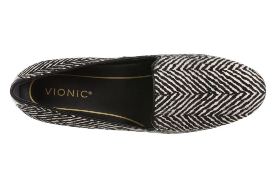 Vionic Black And White Willa Slip On Womens Flat Shoes H7711L4-001