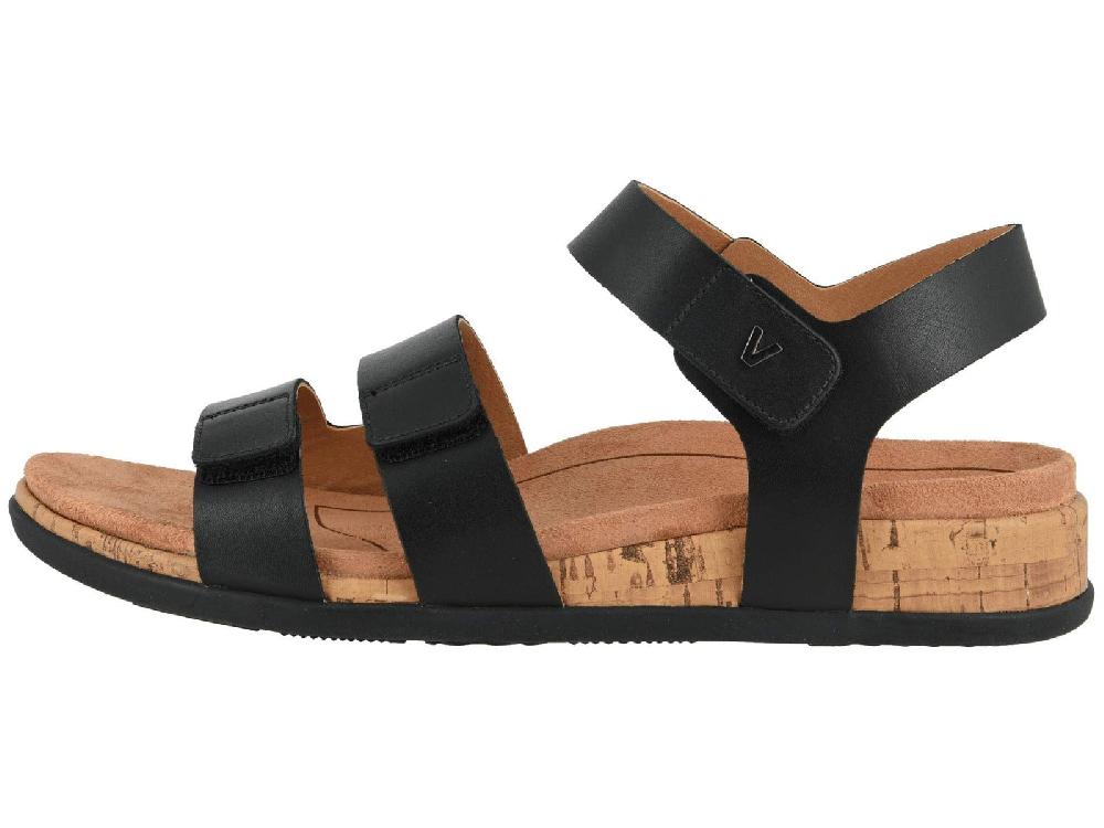 Vionic Black Colleen Womens Comfort Adjustable Strap Strap Sandals
