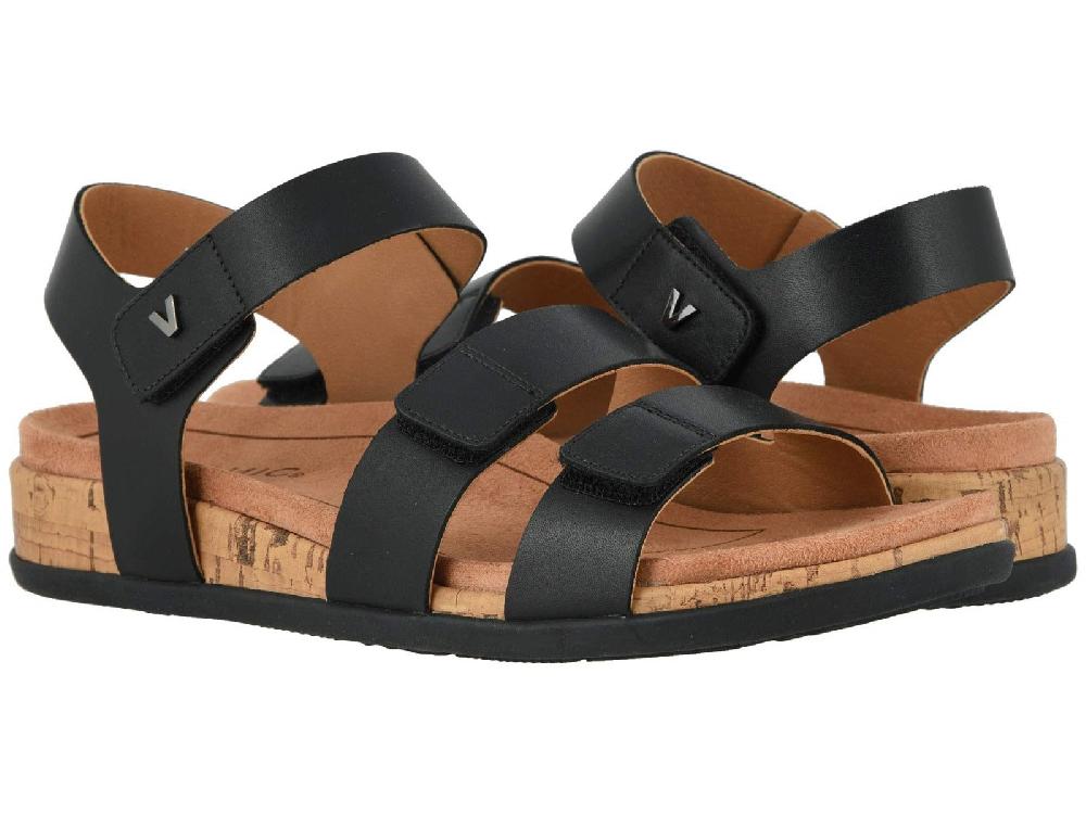 Vionic Black Colleen Womens Comfort Adjustable Strap Strap Sandals
