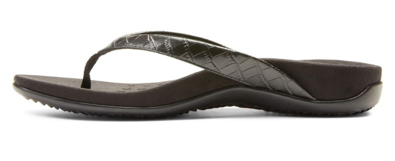 Vionic Black Croc Dillon Womens Toe Post Sandals