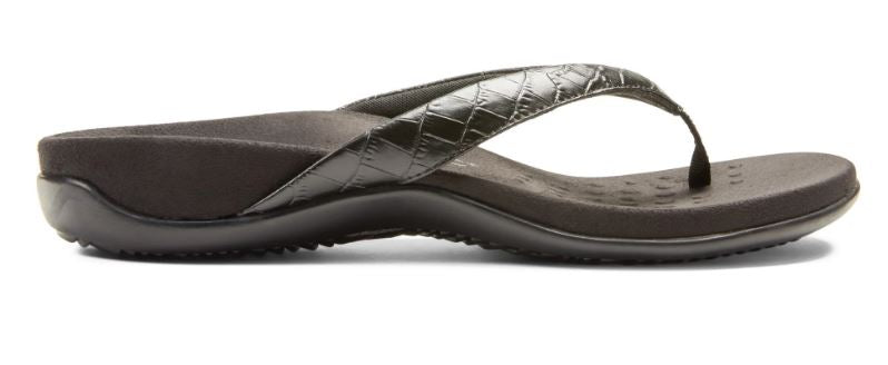 Vionic Black Croc Dillon Womens Toe Post Sandals