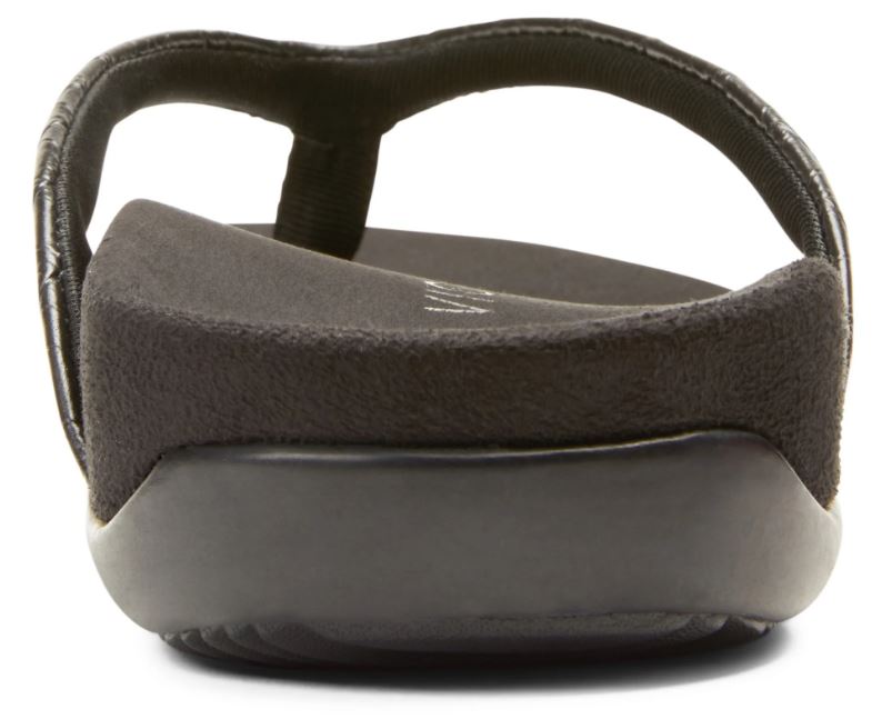 Vionic Black Croc Dillon Womens Toe Post Sandals