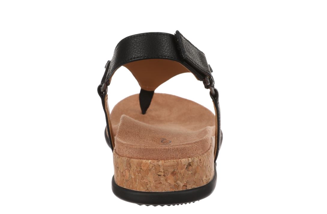 Vionic Black Leather Kirra II Toe Post Sling Back Sandals KIRRAII-001