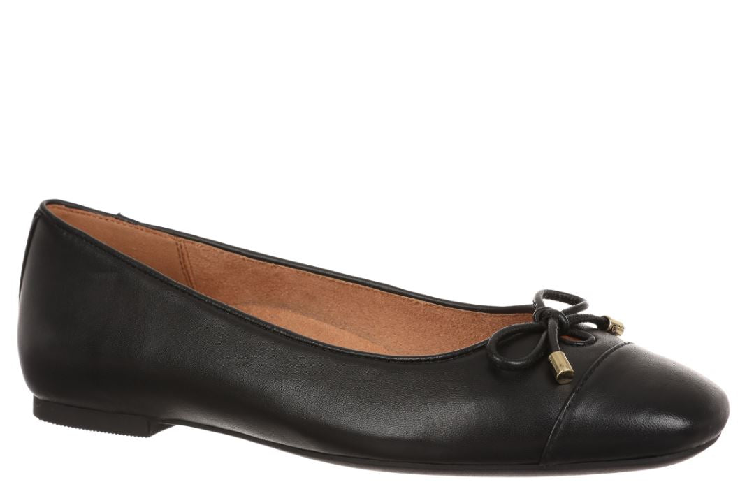 Vionic Black Leather Klara Women's Ballet Flats KLARA-001
