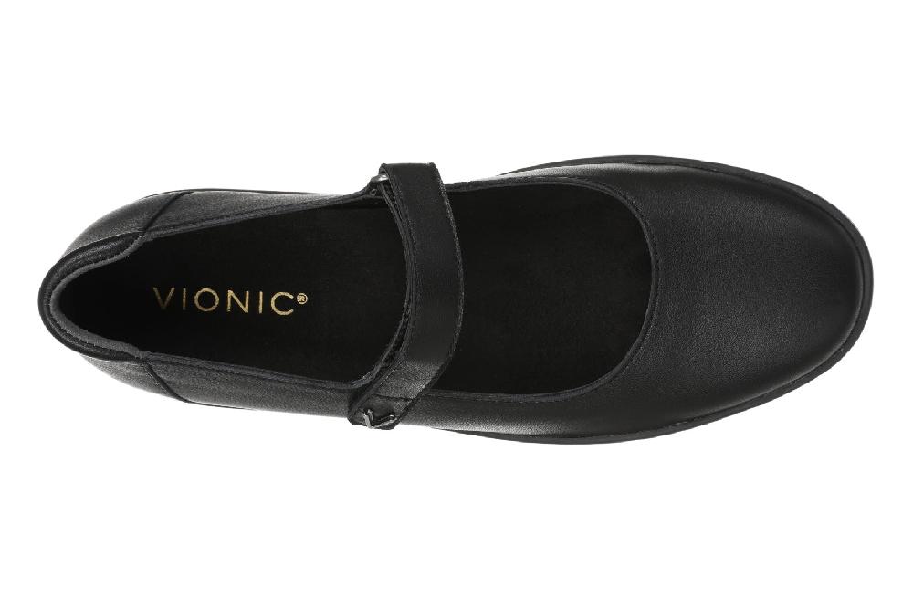 Vionic Black Leather Uptown Women's Mary Jane Flats J2229L1001