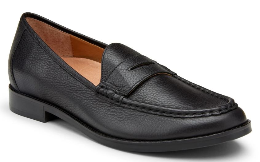 Vionic Black Leather Waverly Womens Loafter Shoes