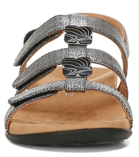 Vionic Black Metallic Amber Ajustable Womens Comfort Sandals