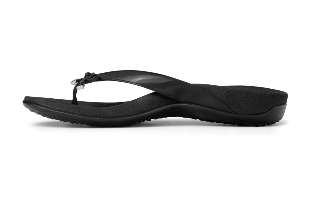 Vionic Black Patent Bella Women's Toe Post Sandals 10000435-001