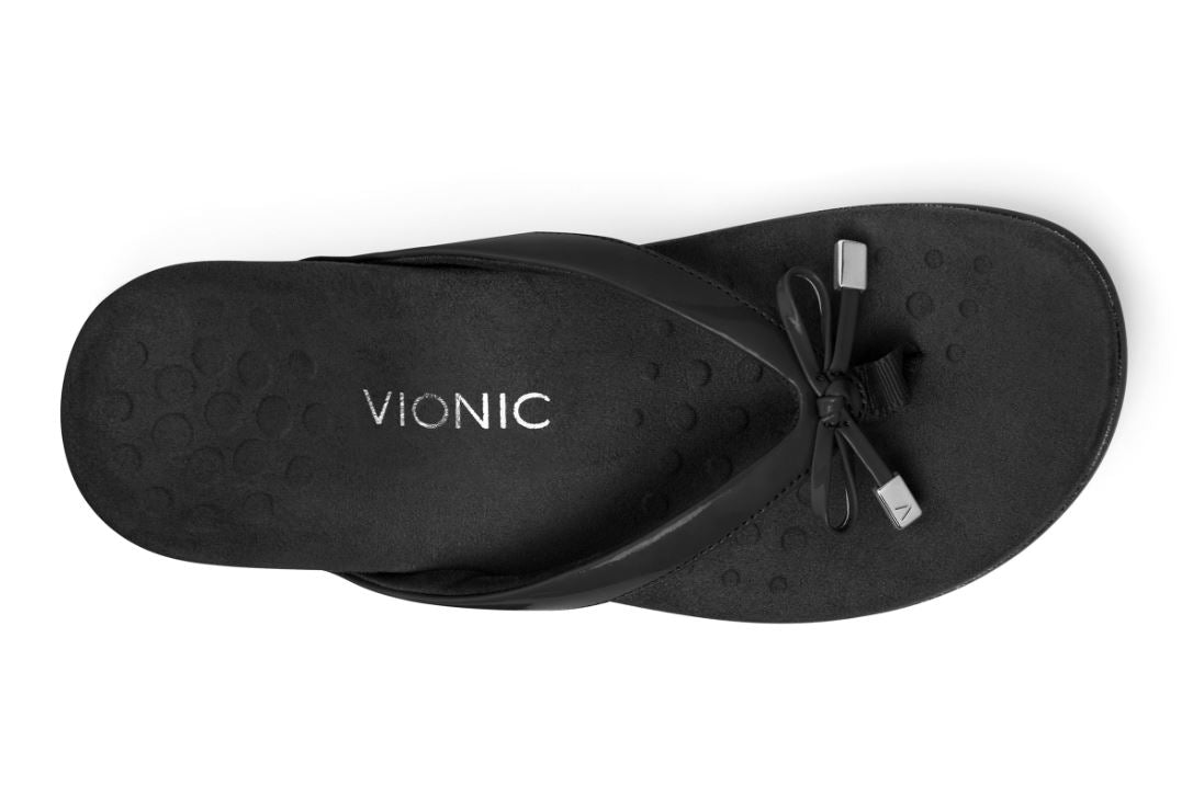 Vionic Black Patent Bella Women's Toe Post Sandals 10000435-001