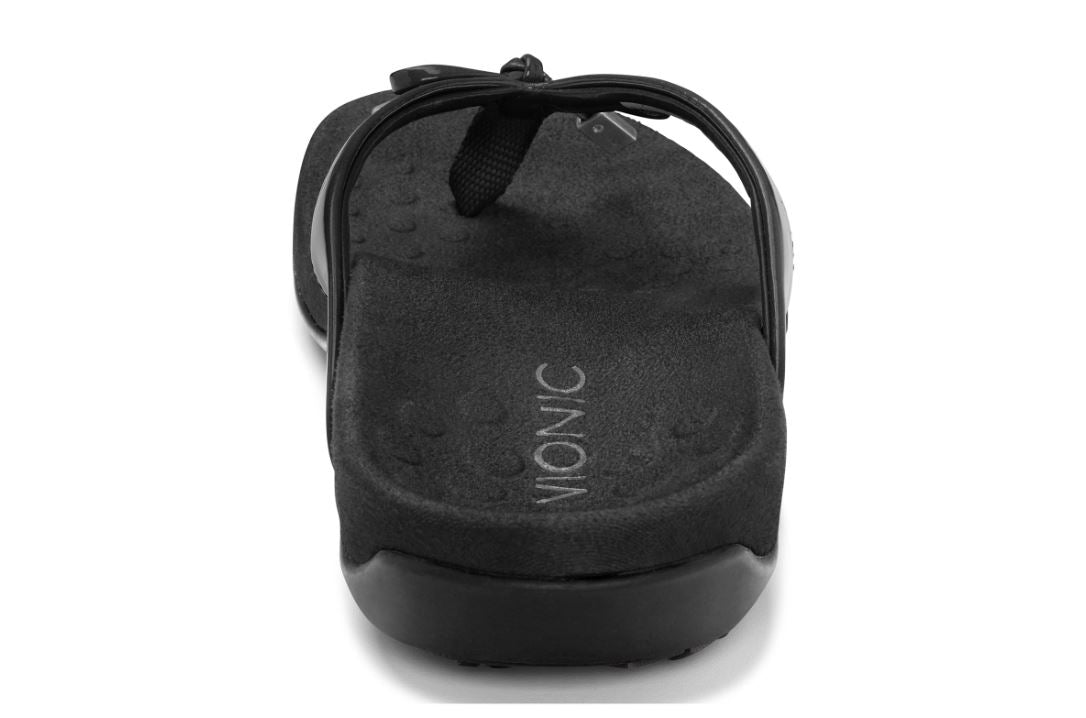 Vionic Black Patent Bella Women's Toe Post Sandals 10000435-001