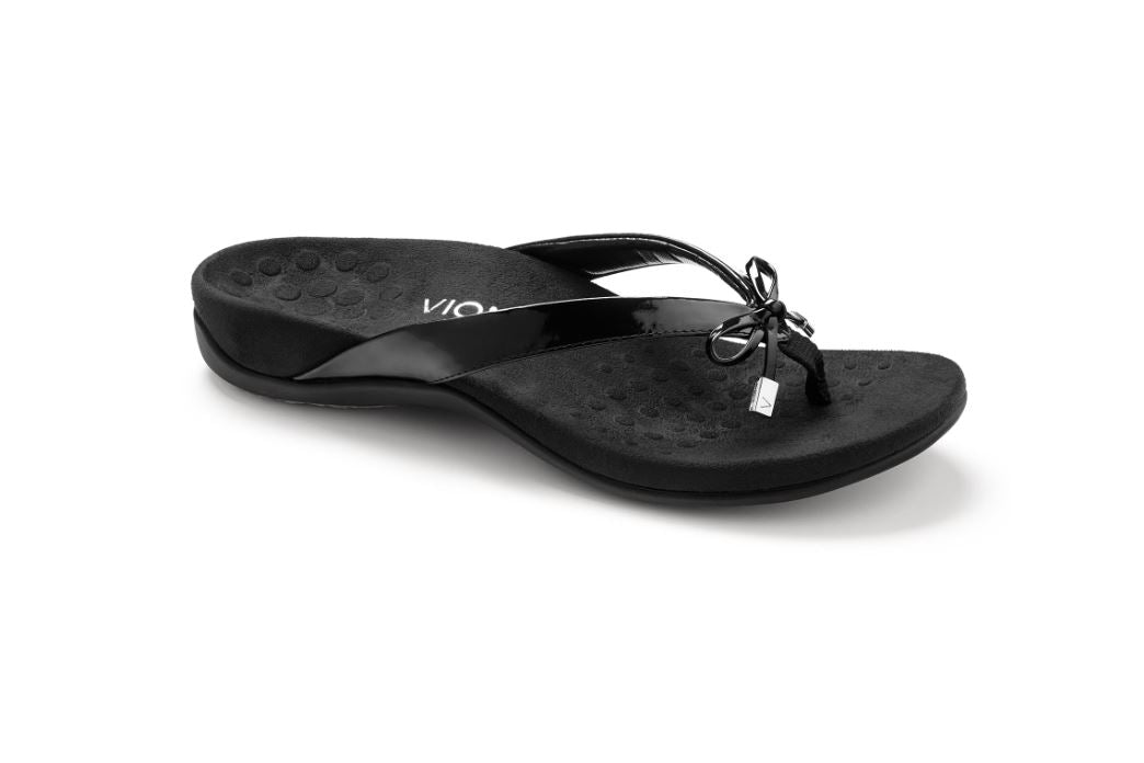 Vionic Black Patent Bella Women's Toe Post Sandals 10000435-001
