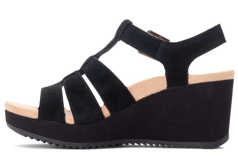 Vionic Black Tawny Womens Platform Comfort Wedges TAWNY
