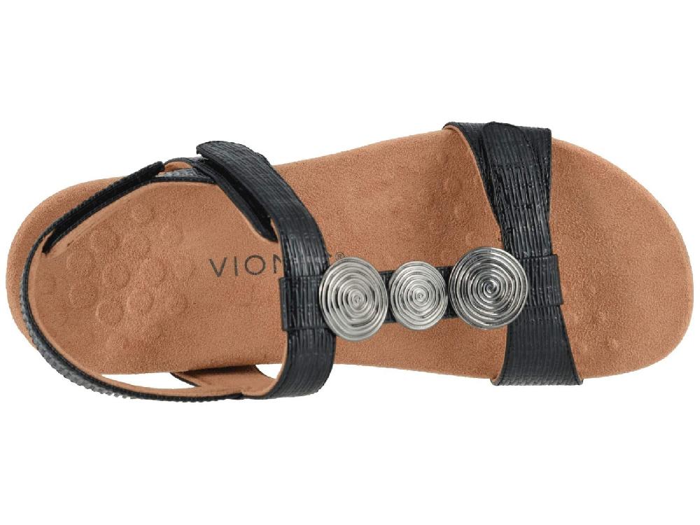 Vionic Black Woven Farra Womens Comfort Sandals