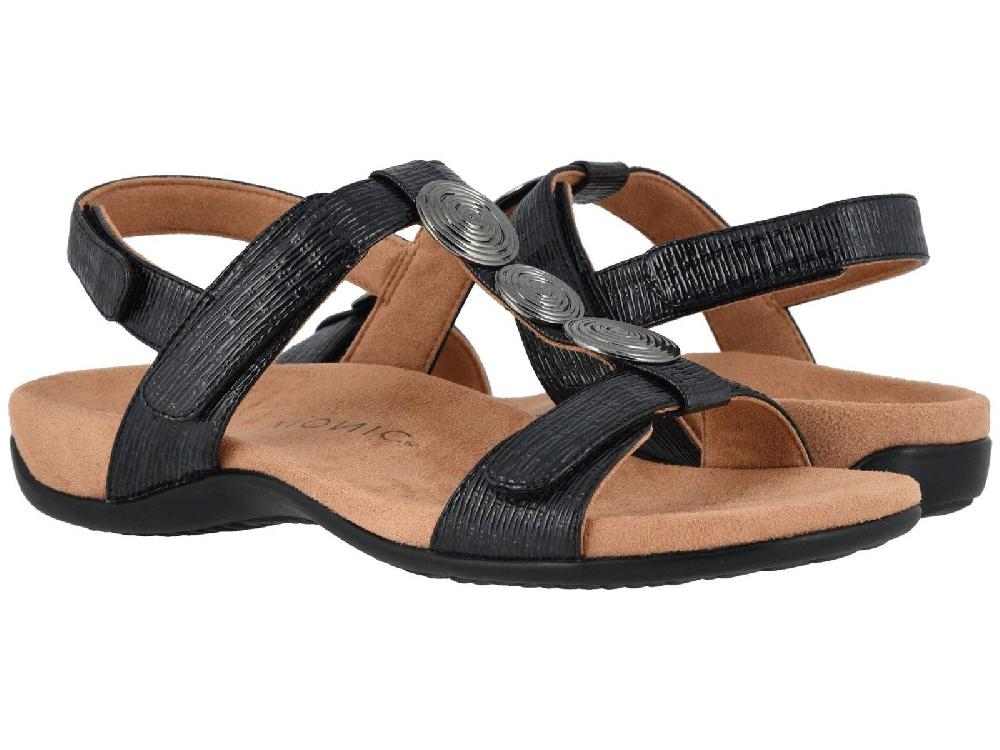 Vionic Black Woven Farra Womens Comfort Sandals