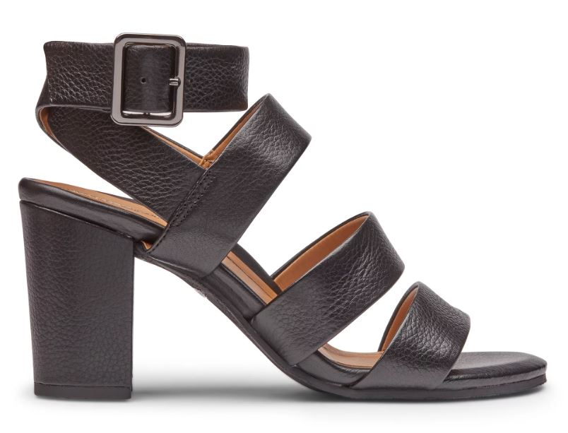 Vionic Blaire Black Leather Heeled Womens Comfort Sandals