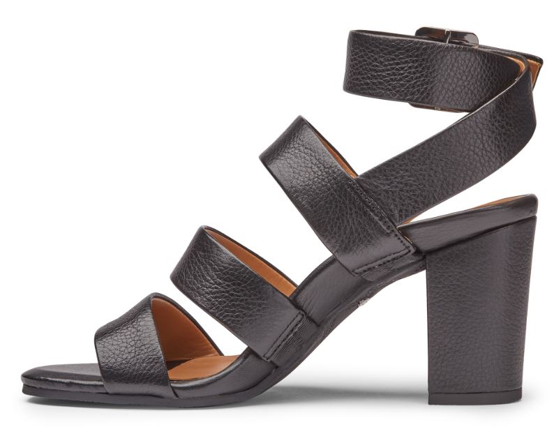 Vionic Blaire Black Leather Heeled Womens Comfort Sandals