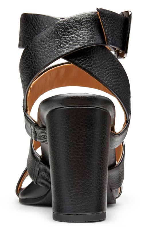 Vionic Blaire Black Leather Heeled Womens Comfort Sandals