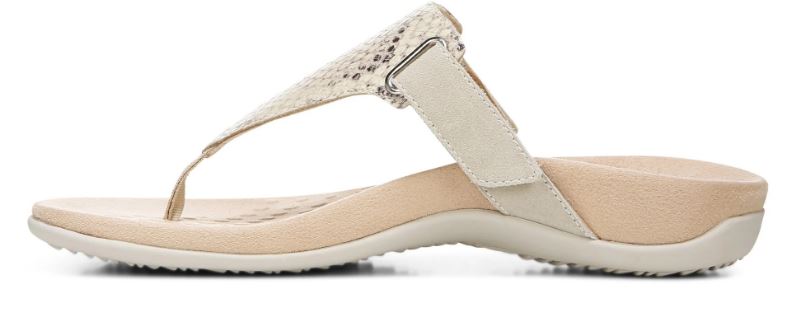 Vionic Bone Embossed Snake Wanda T-Strap Womens Sandals