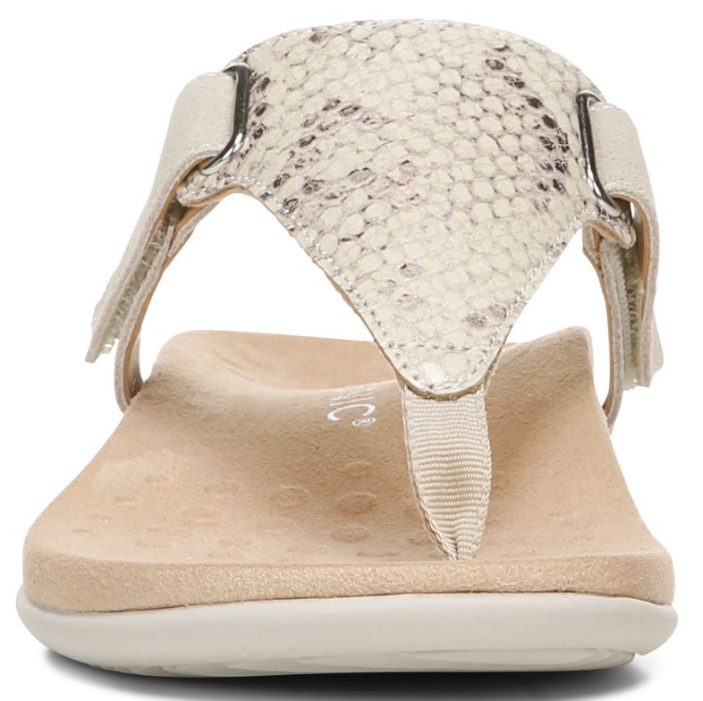 Vionic Bone Embossed Snake Wanda T-Strap Womens Sandals