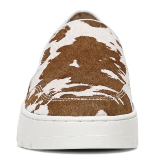 Vionic Brown Cow Print Dinora Women's Slip On Shoes DINORA-COW