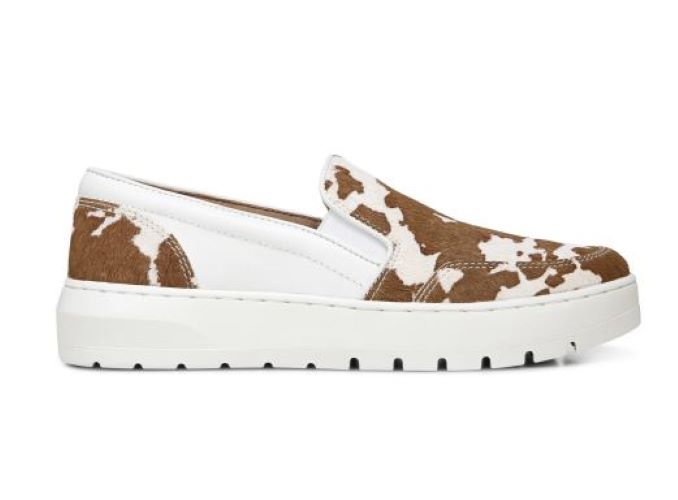 Vionic Brown Cow Print Dinora Women's Slip On Shoes DINORA-COW