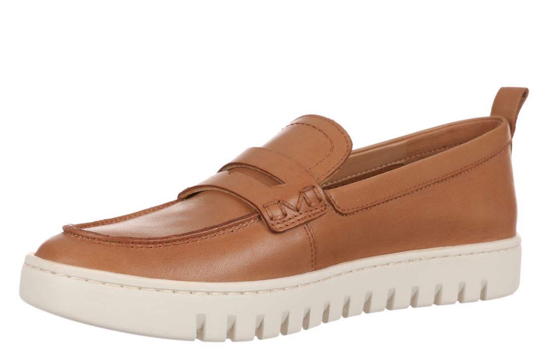 Vionic Camel Leather Uptown Women's Packable Loafer Shoes UPTOWN-202