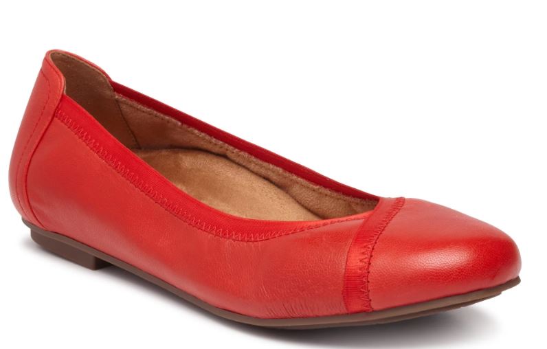 Vionic Cherry Red Caroll Womens Comfort Ballet Flat