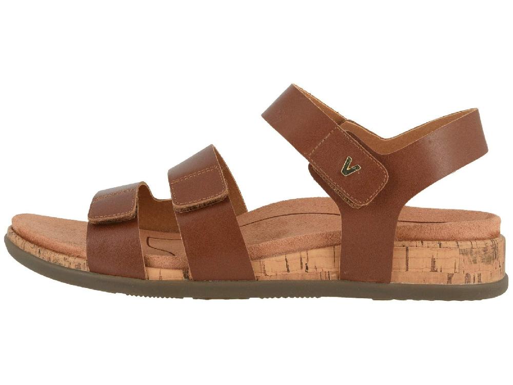 Vionic Cinnamon Brown Colleen Womens Comfort Adjustable Strap Strap Sandals