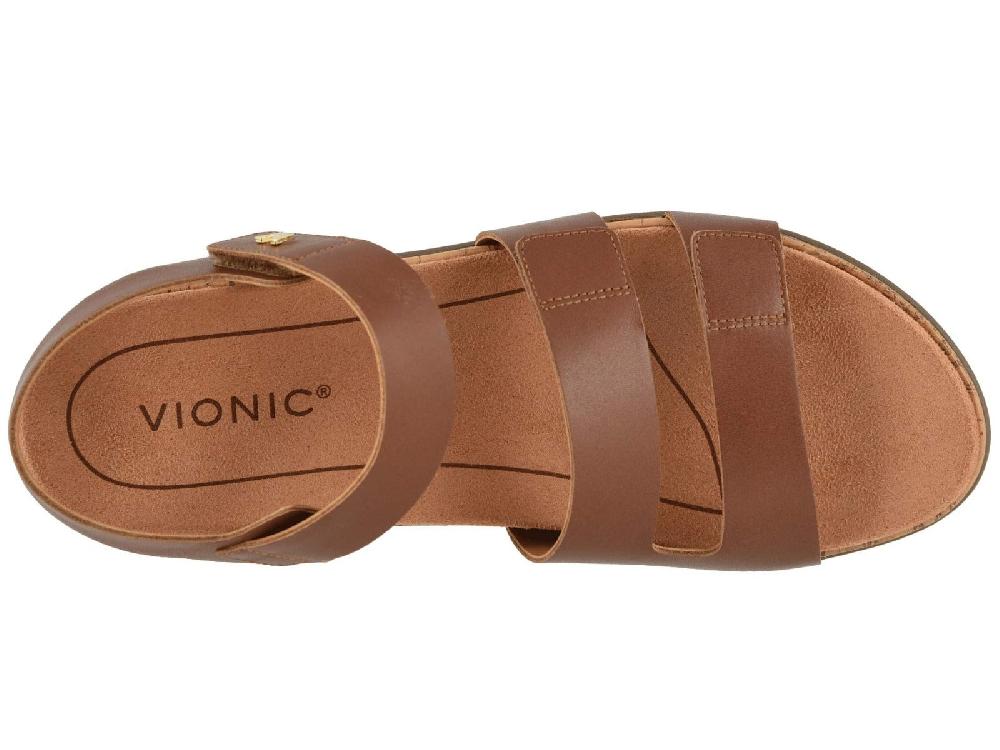Vionic Cinnamon Brown Colleen Womens Comfort Adjustable Strap Strap Sandals