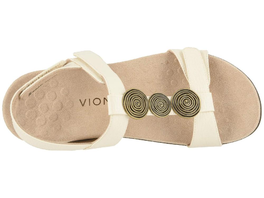 Vionic Cream Woven Farra Womens Adjustable Strap Sandals
