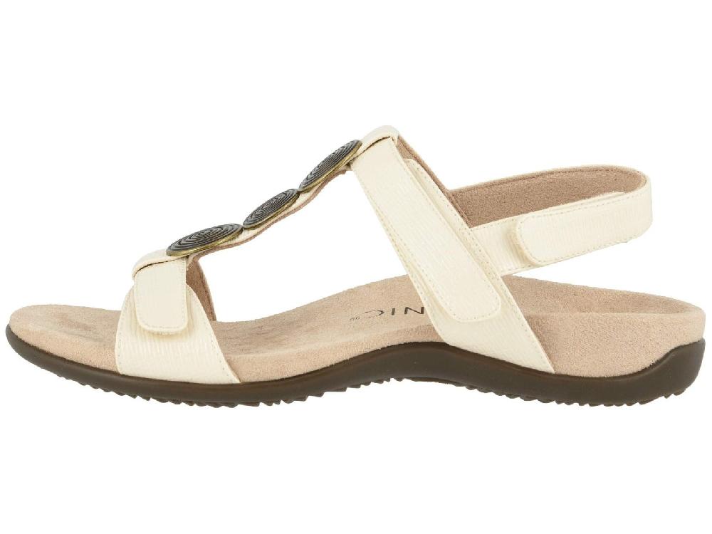 Vionic Cream Woven Farra Womens Adjustable Strap Sandals