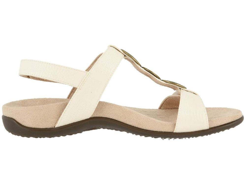 Vionic Cream Woven Farra Womens Adjustable Strap Sandals