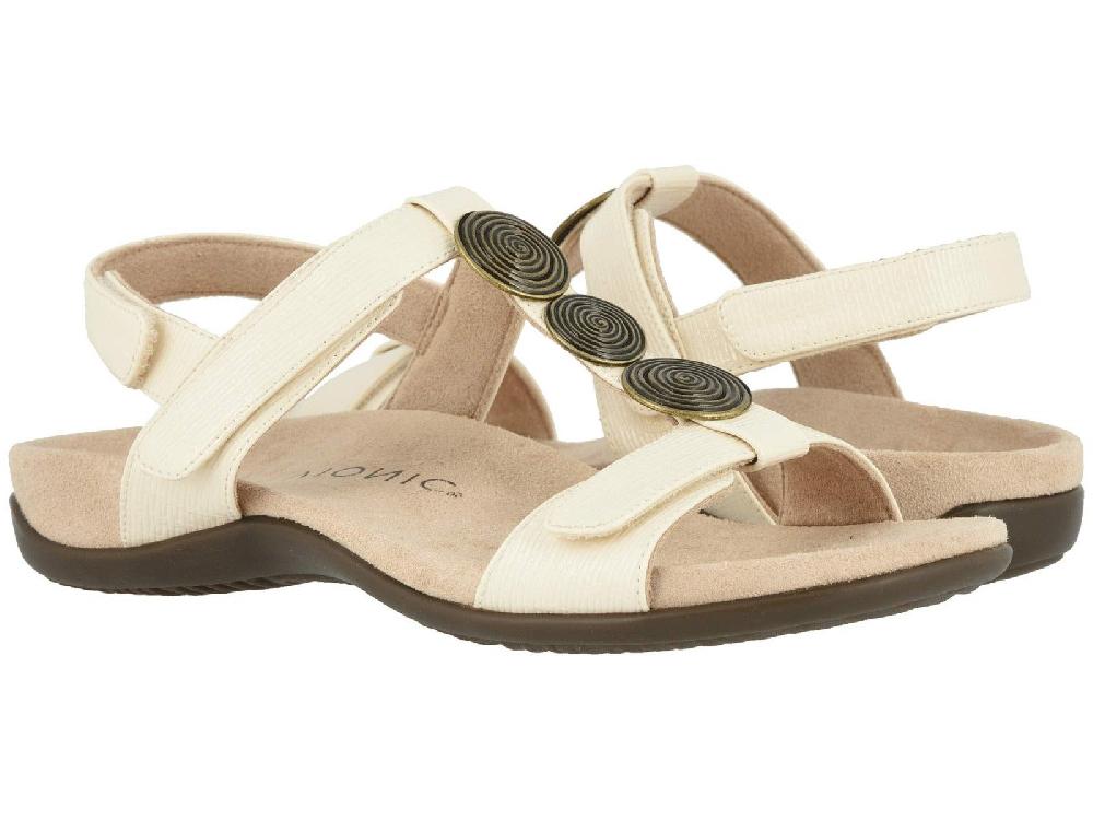 Vionic Cream Woven Farra Womens Adjustable Strap Sandals