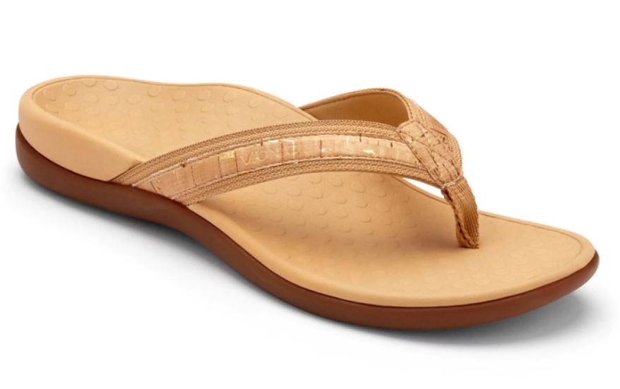 Vionic Gold Cork Tide II Toe Post Womens Comfort Sandals