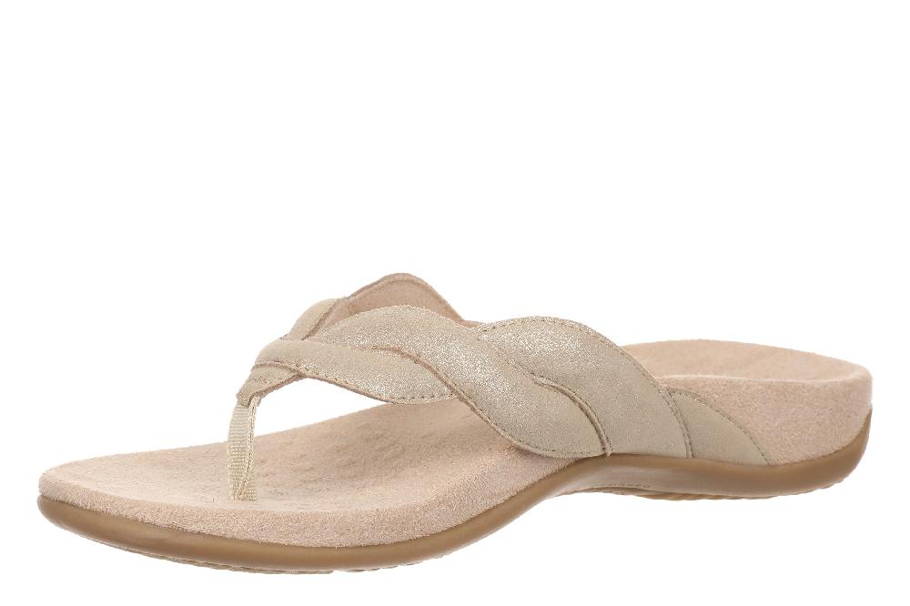 Vionic Gold Shimmer Leather Bella Braid Women's Toe Post Sandals J4526L3700