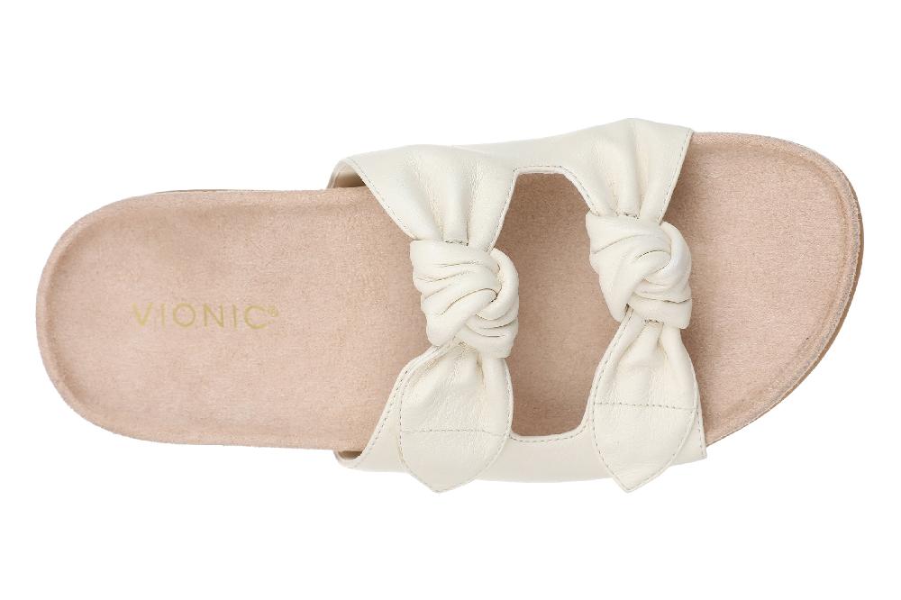Vionic Ivory Leather Elara Women's Slide Sandals ELARA-100