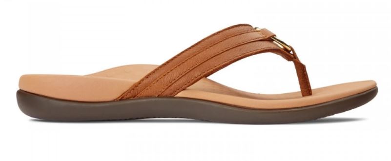Vionic Mocha Leather Tide Aloe Womens Toe Post Sandal