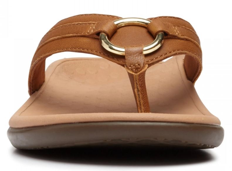Vionic Mocha Leather Tide Aloe Womens Toe Post Sandal