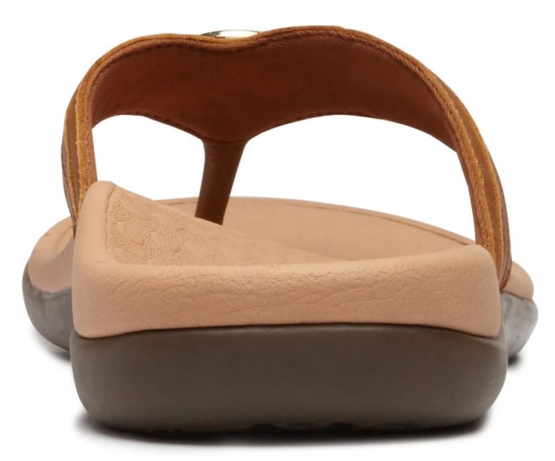 Vionic Mocha Leather Tide Aloe Womens Toe Post Sandal