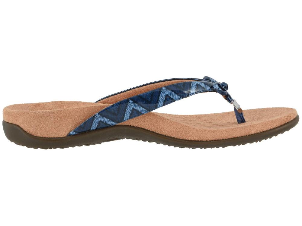 Vionic Navy Chevron Bella II Womens Comfort Thong Sandals