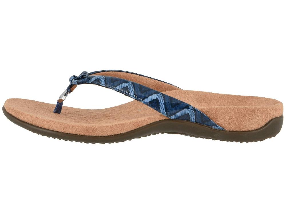 Vionic Navy Chevron Bella II Womens Comfort Thong Sandals