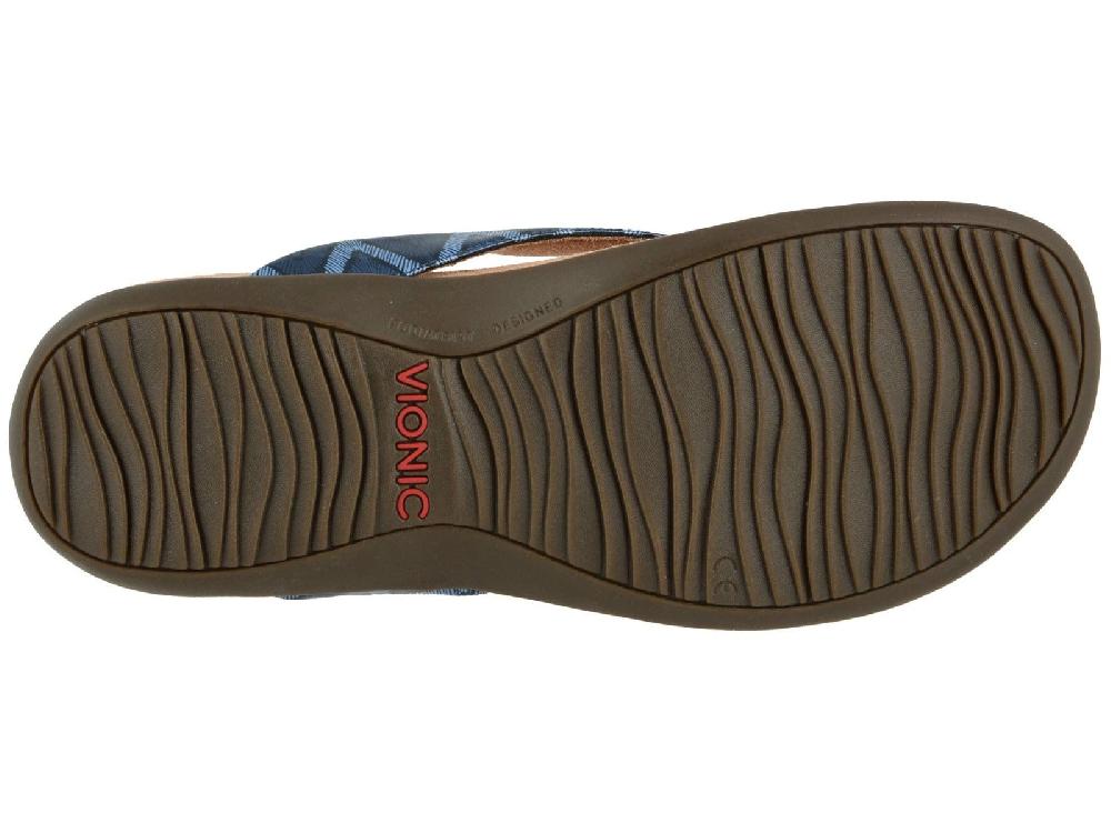 Vionic Navy Chevron Bella II Womens Comfort Thong Sandals