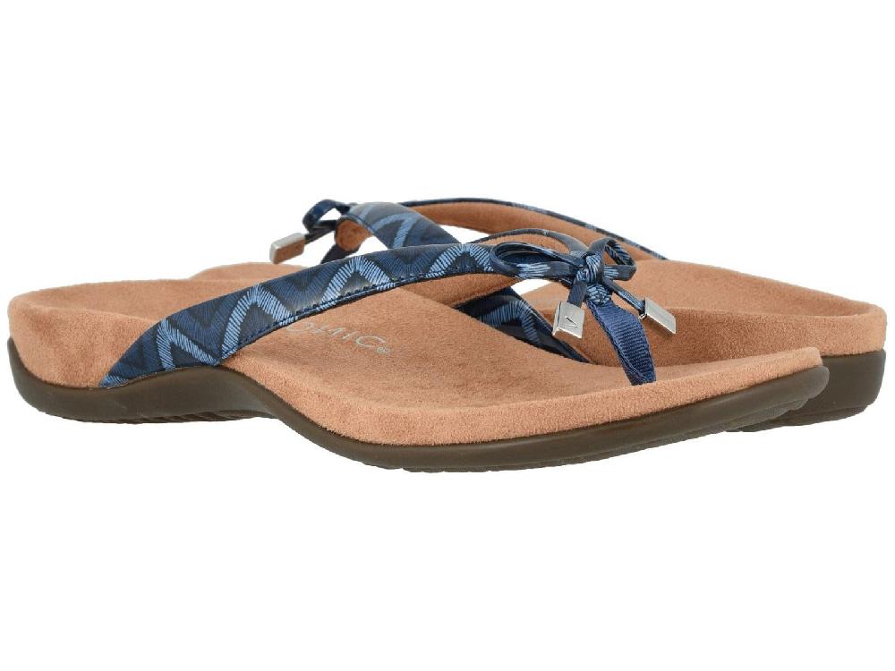 Vionic Navy Chevron Bella II Womens Comfort Thong Sandals