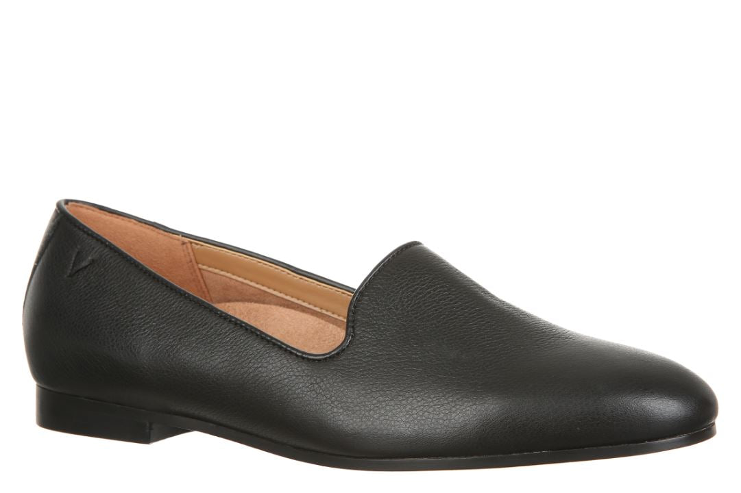Vionic Onyx Leather Willa II Women's Slip on Flat Shoes WILLAII-005